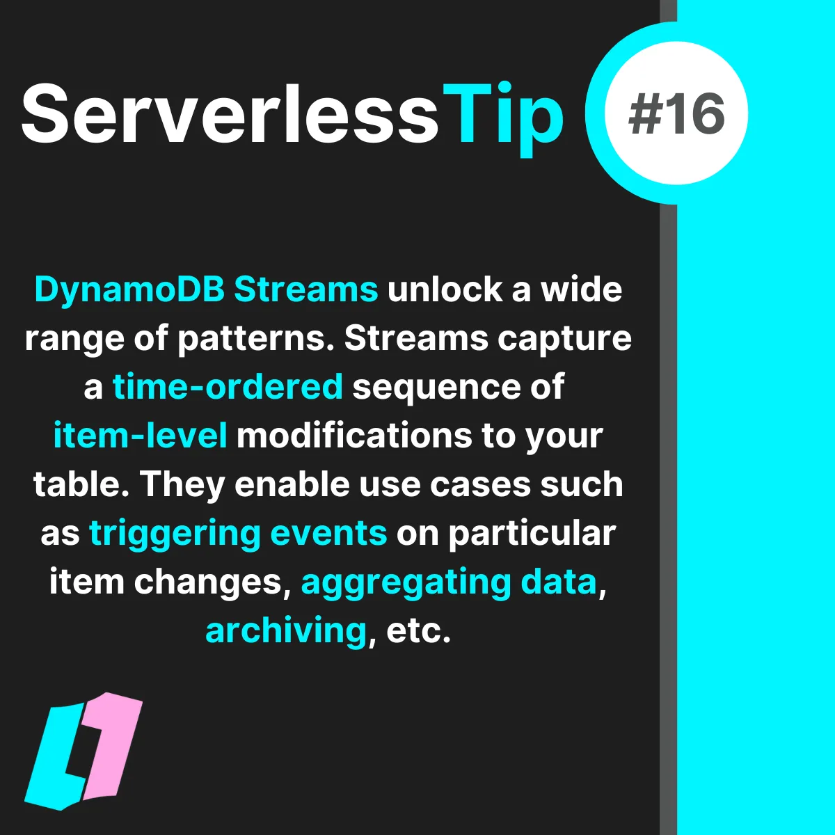 DynamoDB streams unlock many useful patterns